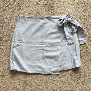 Light Blue Linen Wrap Skirt